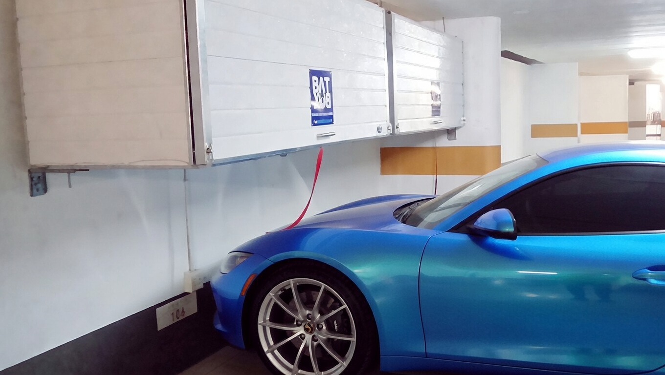 Multiple BatBox units across parking bay row